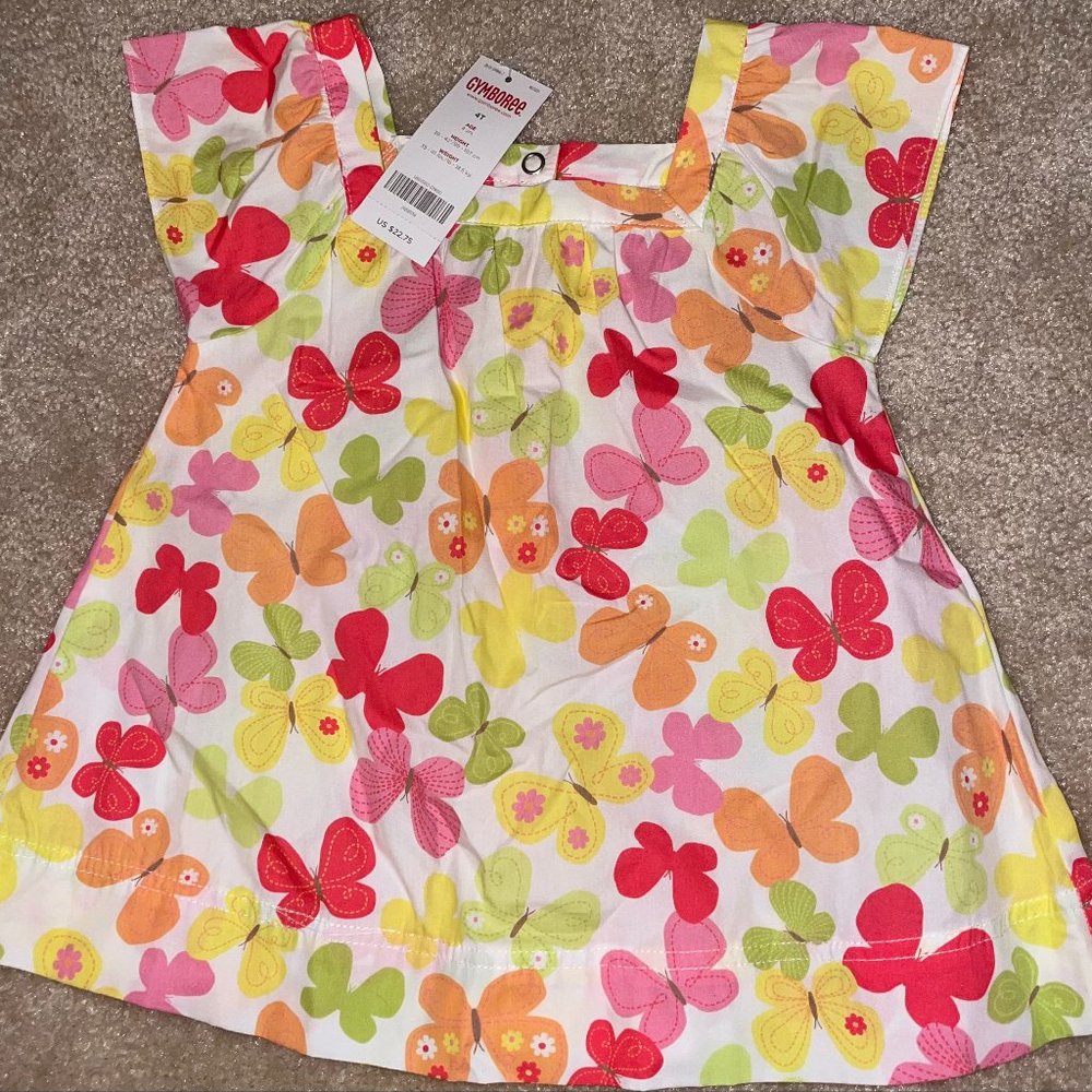 Gymboree butterfly top button back swing top girls size 4T NEW